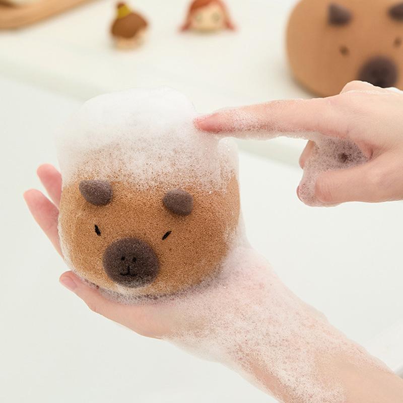 Cute Bath Ball Sponge Cleaning Brushes Cartoon Animal Bubble Sponges Ball Easy Foaming Massage Ball Scrubber For Kids Shower