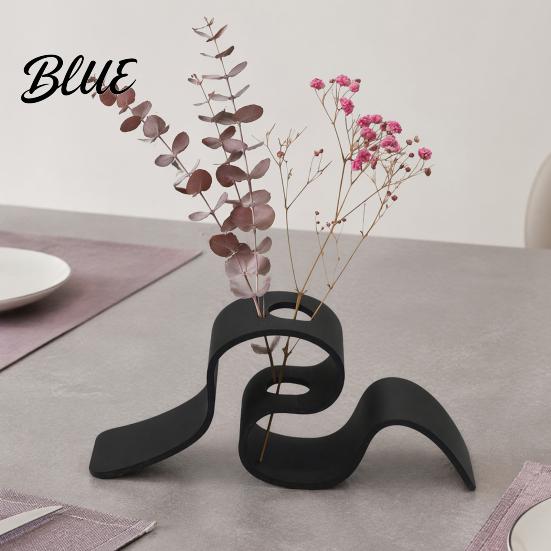 Living Room Plant Shelf 3D Printed Dried Flower Stand Curved Ribbon Vase Decorative Holder Bedroom Container Artificial Display Rack for