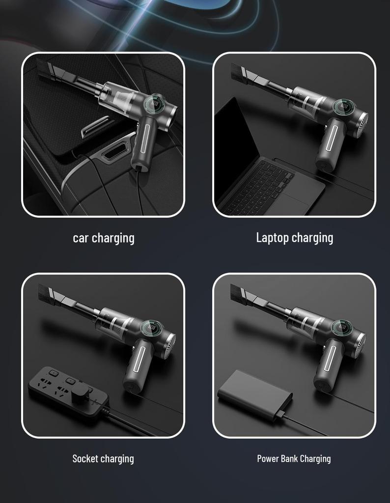 Tragbarer Hochleistungs-Handstaubsauger mit Digitalanzeige für den Heim- und Autogebrauch