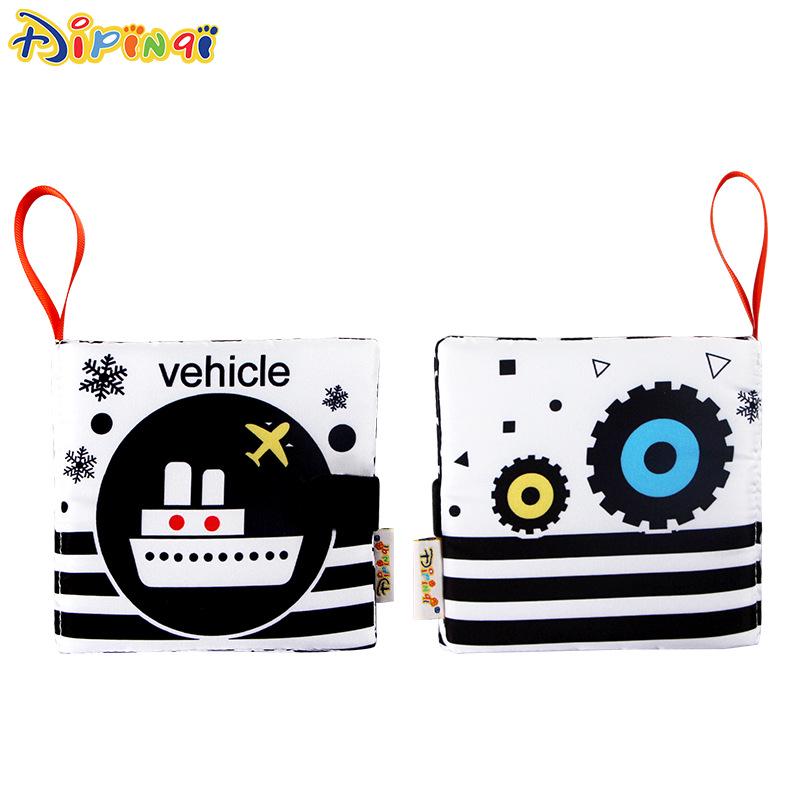 Aipinqi Baby Cloth Book: Black & White Visual Stimulation Toy for Newborns, Sound Paper, Tear-Resistant