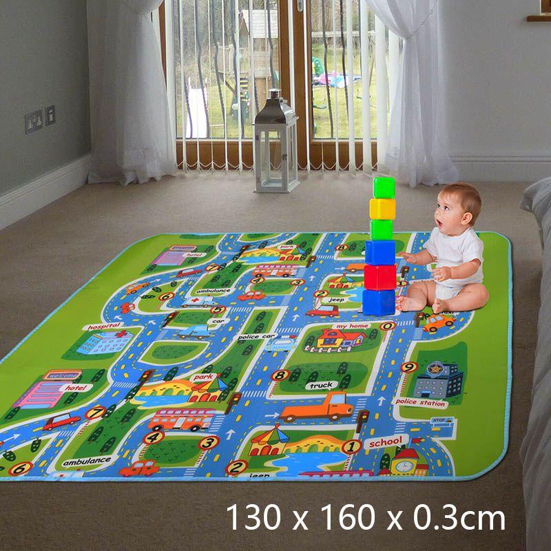 Colorful Children's Road Map Kids Play Mat Ideal For Race Car Fun In Nursery