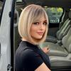 ALAN EATON Short Ombre Blonde Wig for Women Natural Straight Synthetic Hair Bob Wigs with Bang Party Daily Heat Resistant Hair