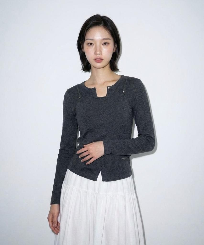 Metapeo Met Daily Layered Merino Wool Blended Knit Set Cha