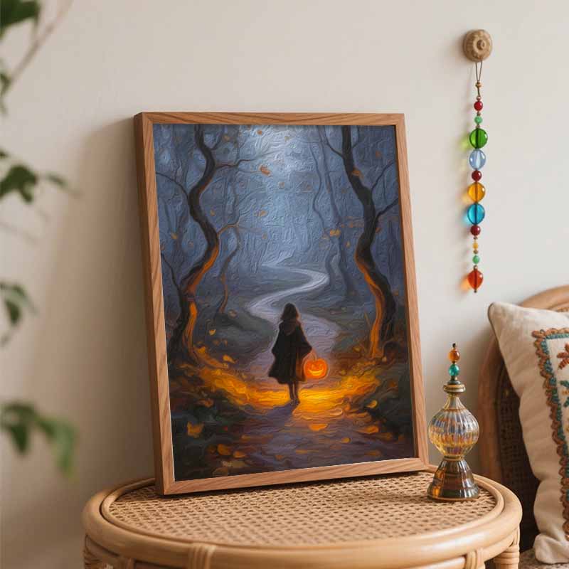 Halloween Forest Path Oil Painting Digital Painting Handmade Diy Coloring Painting Home Decoration