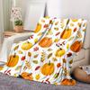 Vintage Autumn Pumpkin And Maple Leaf Pattern Throw Blanket - 100% Polyester Non- Fabric, Soft, Lightweight & Tear-Resistant Flannel for Thanksgiving 