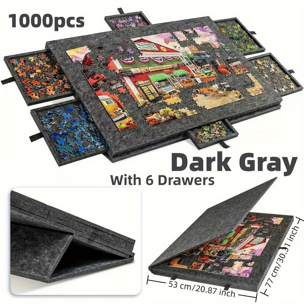 1000Pcs Puzzle Board W/6 Sliding Drawers - Portable Non-Slip Organizer, Durable Storage For Home/Travel, Also Decor Panel