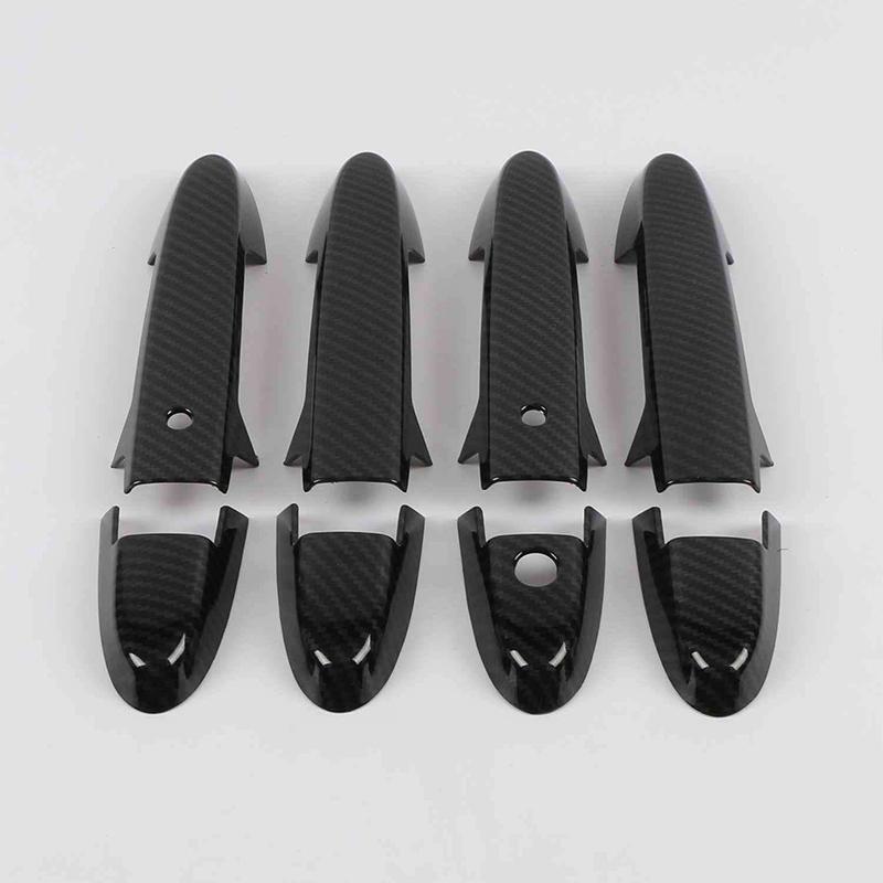 For Honda CITY 2015- Honda Ballade Grace Black Carbon Fiber pattern Door Handle Cover Bezel Trim 2016 2017 2018