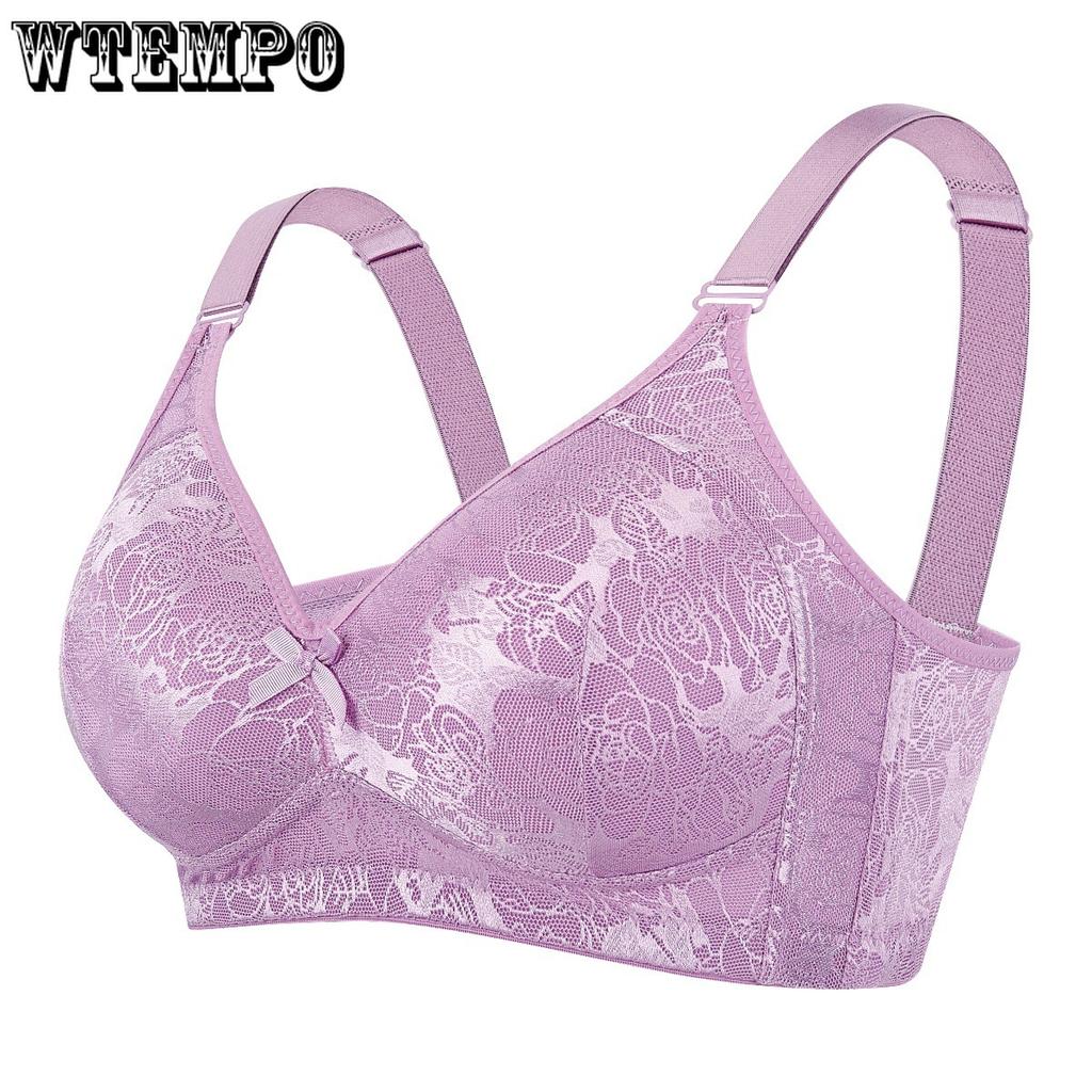 Lace Bra Without Underwire Women's Adjustable Plus-size Underwear Lace-holding Bra Middle-aged and Elderly Bra