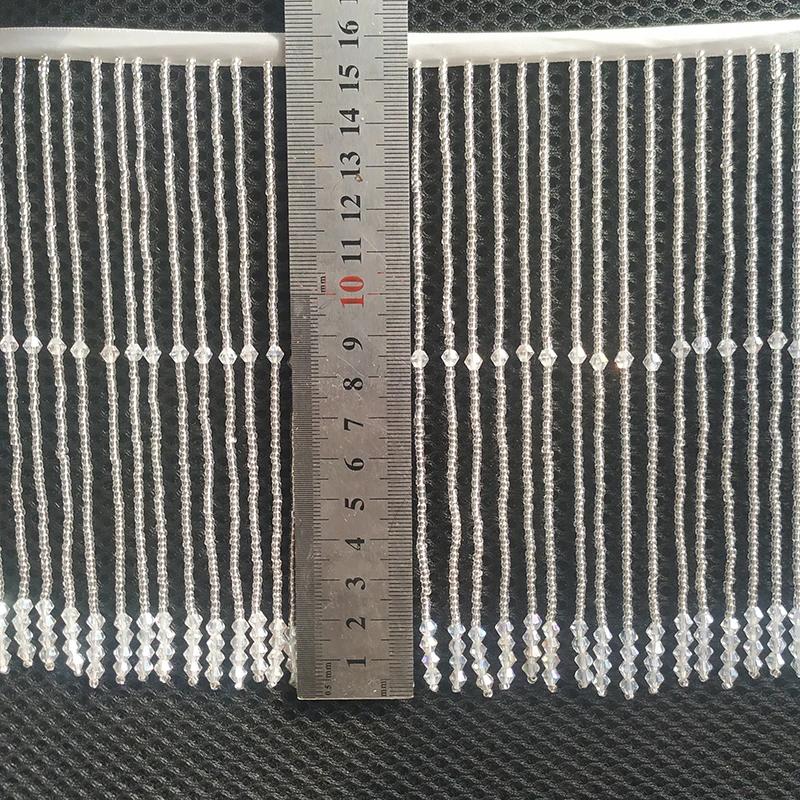 45Cm Long Tassel Crystal Fringe Tassel Trim Ribbon Dance Costume Dress Fabric Diy Trim Ribbon Beaded Sewing Tassel 15Cm Width