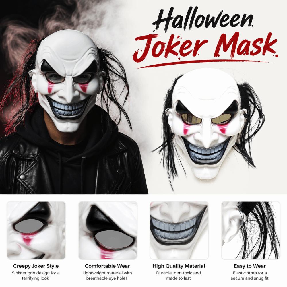 Smile Face Halloween Joker Mask Spooky Full Face Mask Easy To Wear Scary Clown Mask Haunted House