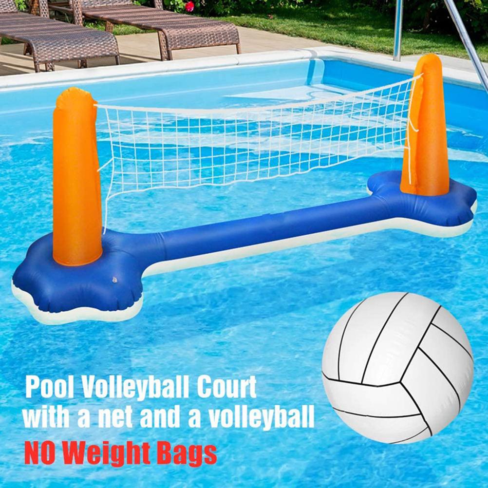 Inflatable Pool Float Set Volleyball Net and Basketball Hoops Floating Pool Swimming Game Toys for Kids and Adults