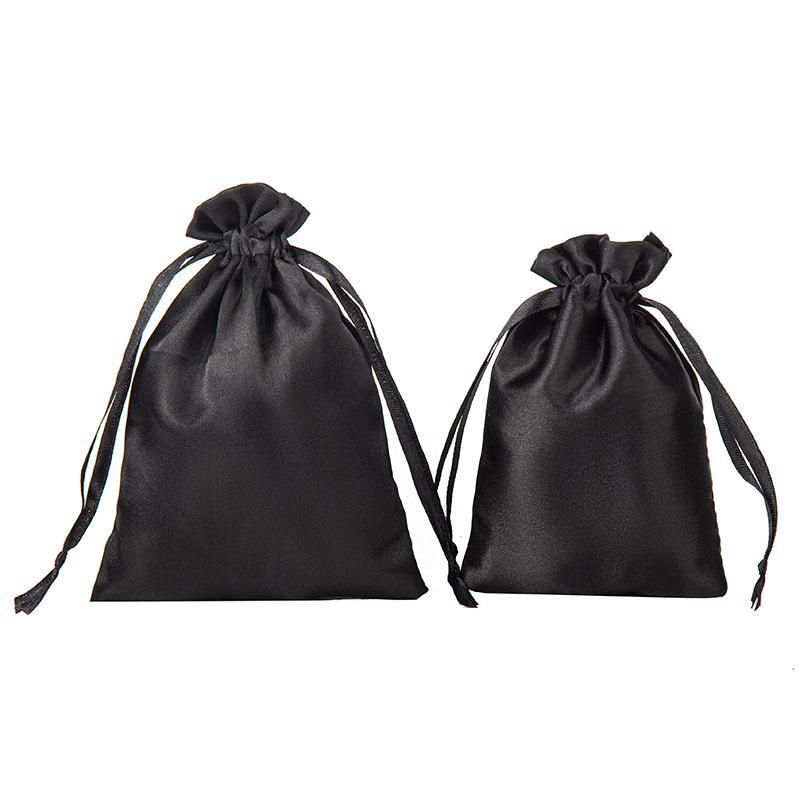 Luxury Satin Drawstring Pouch with Printed Logo - Imitation Silk Design