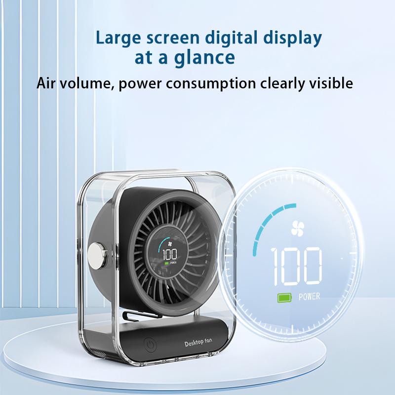 LED Digital Display Mini Desktop Fan Big Wind Quiet Circulation Fans USB Rechargeable Air Circulator Fan Home Mini Desktop Fan