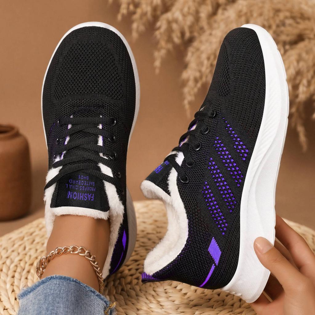 Women Winter Sneakers Short Plush Warm Casual Running Shoes Anti-Slip Lightweight Outdoor Lace-up Walking Shoes