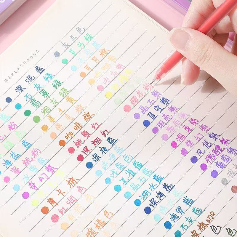 6 Pcs Colorful Gel Pens 0.5mm Fine Needle Nib Smooth Ink Pen for School Stationery & Office Supplies