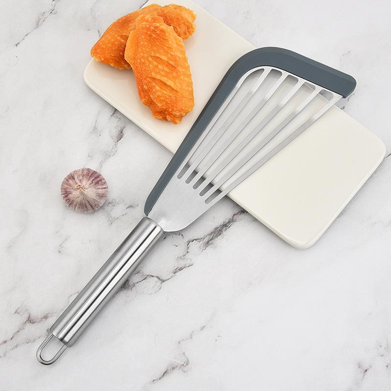 Wiederverwendbarer attraktiver Pfannenwender für Tofu, Fischsteak, Schlitzwender, leichter Fischspatel mit Holzgriff für Esszimmer-Küchenutensilien