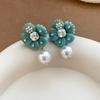 Silver Needle Rhinestone Flower Stud Earrings, High-End Personalized Fashion Accessories for Women