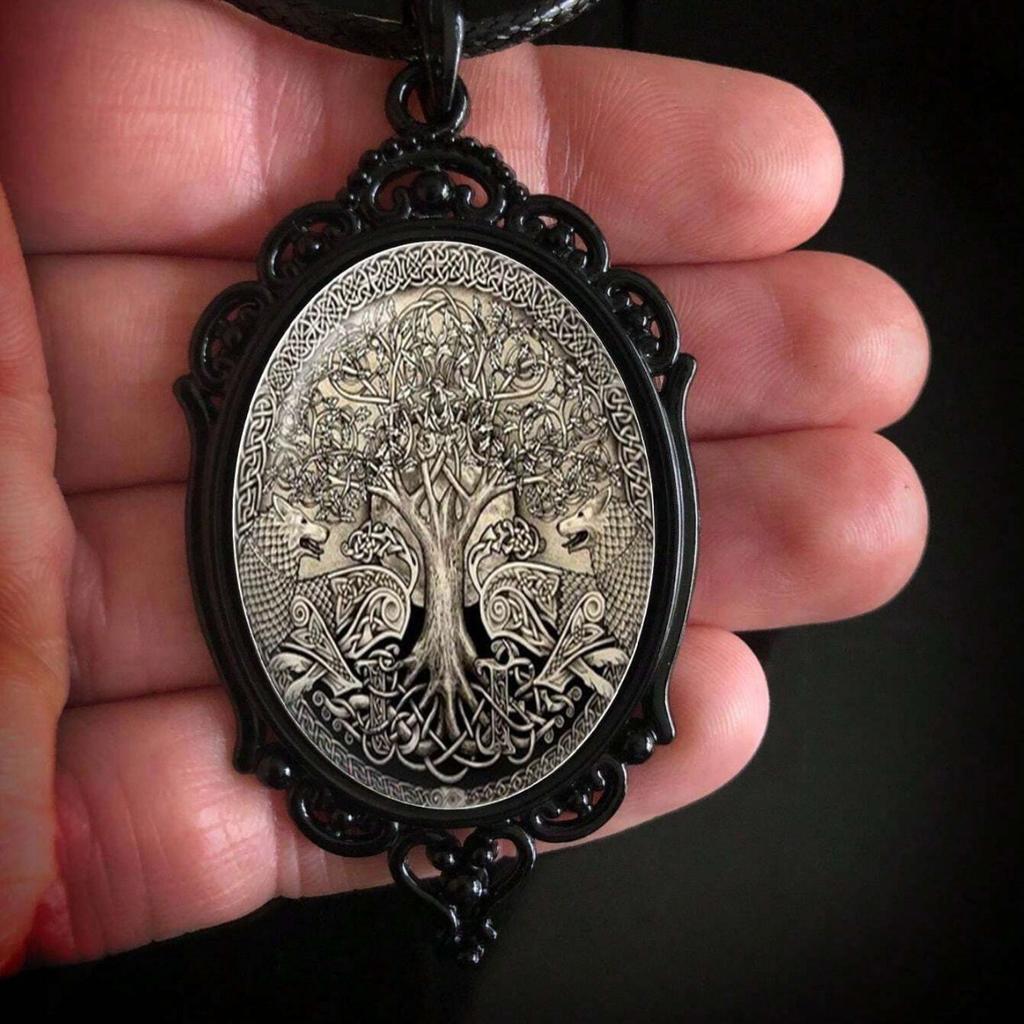 Pendant Wax Wire, Frame, Gothic Mythical World Tree Design Necklace