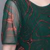 Mother Midi Dress Flower Print Double Layers Irregular Hem Round Neck Short Sleeves Mid-calf Length Thin Soft Plus Size Lady Dress