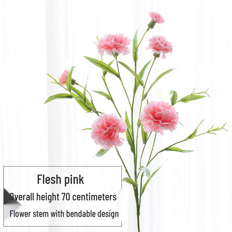Carnation Silk Flower Bouquet with Vase - Artificial Floral Arrangement for Home Decor