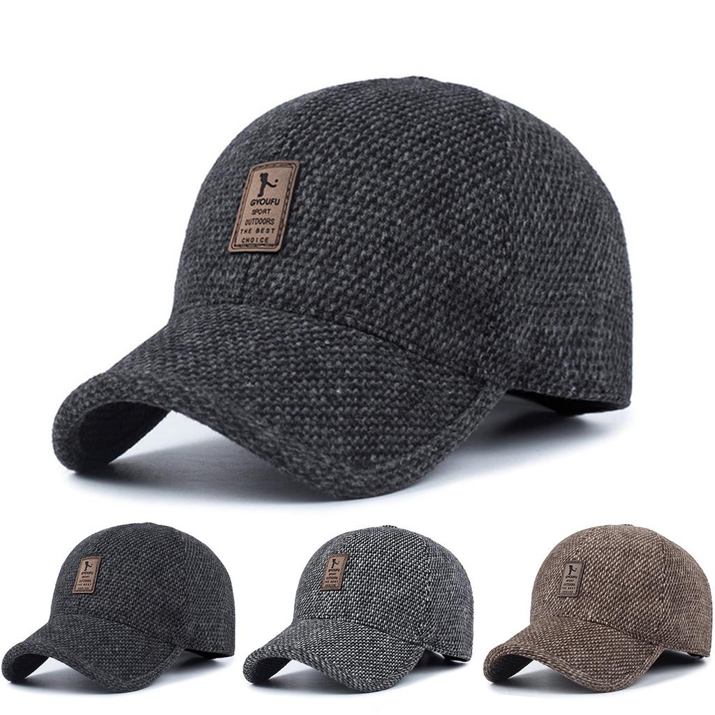 Unisex Letter Label Baseball Caps Winter Thicken Warm Hats Outdoor Adjustable Casual Hats Hip Hop Caps
