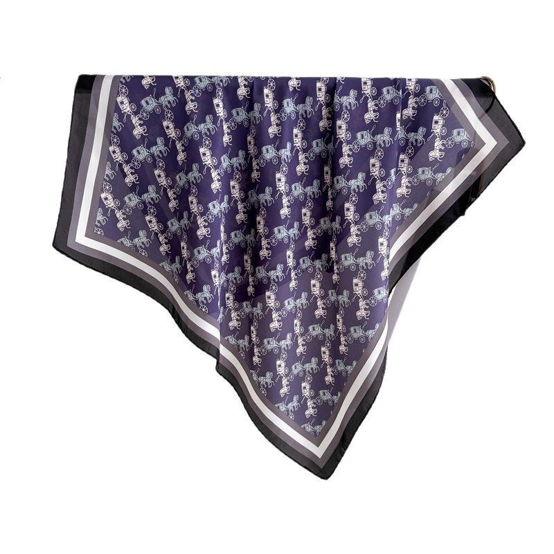 Dream Carriage Qihua Printed Silk Scarf Square Scarf Premium Shawl Versatile Neck Small Square Scarf Head Scarf Ladies Scarf