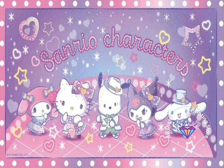 Sanrio Hello Kitty Cartoon Diamond Drawing Kit 5D DIY Diamond Embroidery Cross Embroidery Handmade Art Gift Home Decoration