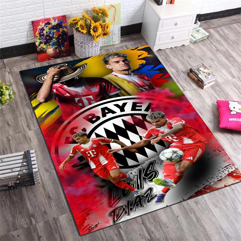 Luis Diaz Bayern Football Star Graffiti Print Area Rug Non‑Slip Rectangular Floor Mat Sport Fan Home Decor for Gaming Room Living Bedroom