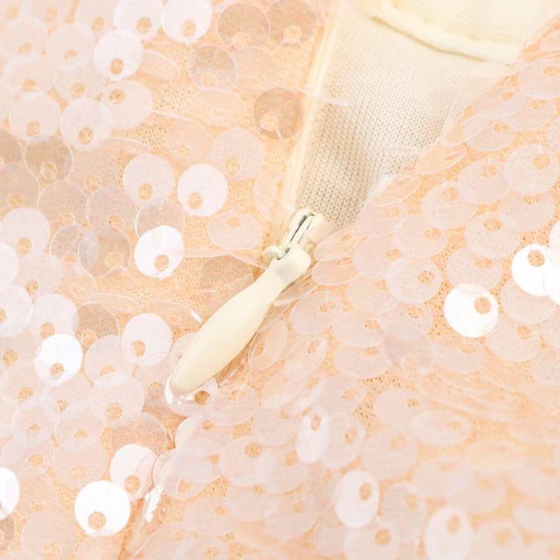 Kaslead New Women Clothes Western Style Fashion Simple Sequins Hanging Neck Temperament Long Dress