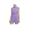 Nike Logo Print Solid Color Zipper Long Sleeve Short Jumpsuit Women Jumpsuits Purple DX0149-567