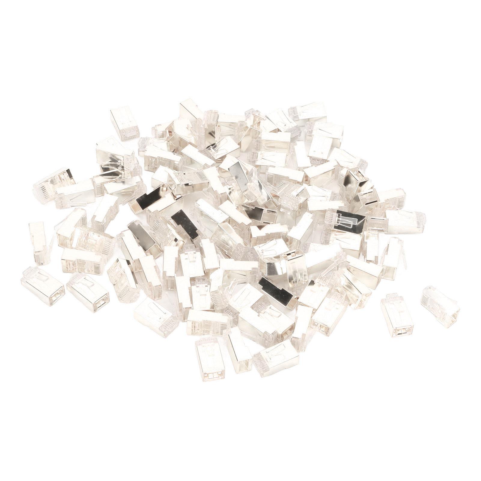 

100 шт. Роз єми RJ45 CAT6e прохідні, повністю мідні екрановані, Plug and Play 8P8C для Ethernet-кабелю