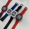 In Stock RM 6702 Slim Barrel Montre Homme Colorful Band Hollow 37.5mm Skeleton Dial Waterproof Sport Casual Quartz Wristwatch