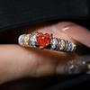 Classic Vintage Orange color gemstone Heart  rings for women   chic Light Luxury Engagement Ring charms Jewelry Gift