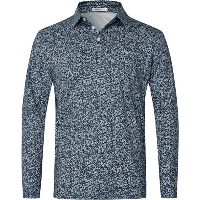 Long Sleeved Polo Shirt Men's Golf Polo Shirt with Collar, Performance Sports and Casual Golf Shirt
