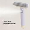 360 Rotating Hard Bristle Scrubber 3in1 Multi-Purpose Tile Cleaning Brush with Clip Scraper for Bathroom Kitchen Floors