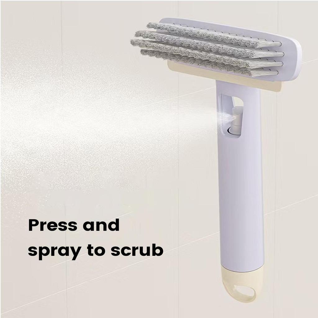 360 Rotating Hard Bristle Scrubber 3in1 Multi-Purpose Tile Cleaning Brush with Clip Scraper for Bathroom Kitchen Floors