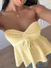 Sexy Lace Ruched Crop Top Summer Vacation Style Women's Clothing