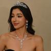 Braut-Kopfschmuck, Strass-Krone Halskette, Ohrringe, Dreiteiliges Hochzeitskleid, Braut Schmuckset, Damen
