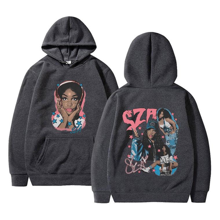 Rapper SZA Graphic Print Hoodie Men Women Hip Hop Fashion Pop Music Hooded Tracksuit Unisex Vintage Oversized Pullover Hoodies