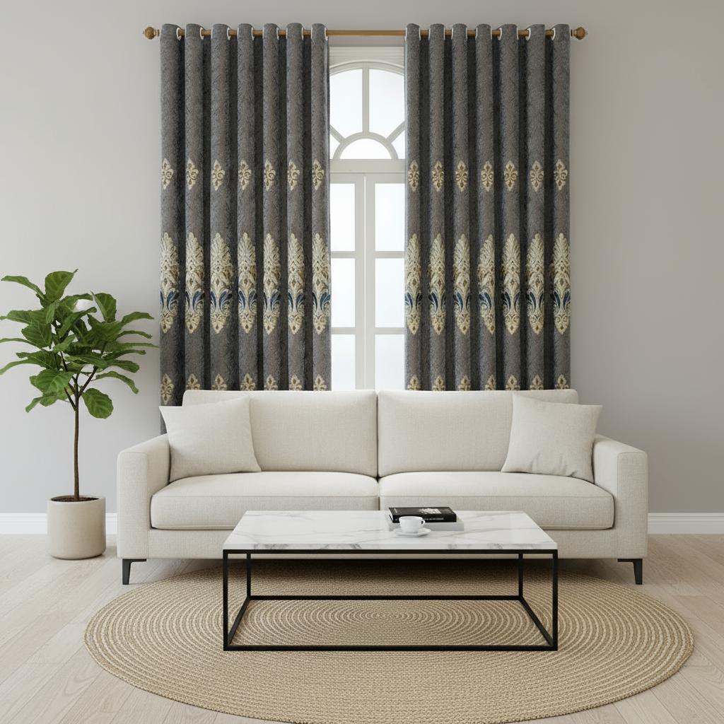 

2Pcs European Jacquard Curtain - Exquisite Craftsmanship, Luxury Style for Living Room & Bedroom 130x265cm&Grommet Top