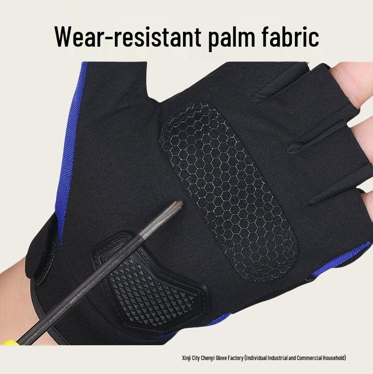 Men's Motorcycle Half-Finger Anti-Fall Gloves - Wear-Resistant Microfiber for Boxing, Fitness, and Off-Road Riding