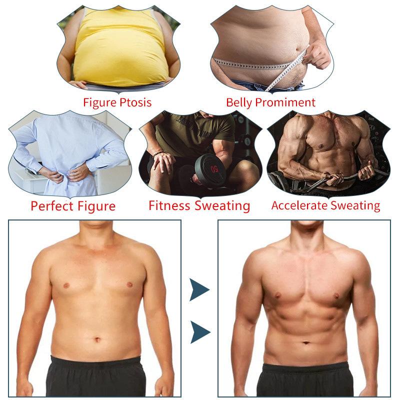 Sauna Suit for Men Shorts Sleeve Sweat Shirts Gym Workout Top Shapewear Fitness T-Shirt Waist Trainer Slimming Vest Exercise Compression Body Shaper