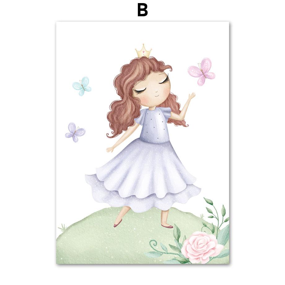 Castle Girl Princess Name Custom Butterfly Nursery Wall Art Canvas Painting Posters And Prints Picture For Baby Kids Room Decor