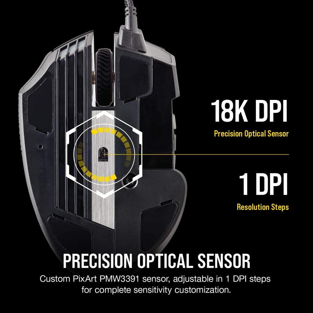 Corsair Scimitar Rgb Elite Wired Mmo Moba Gaming Mouse   Black Elite