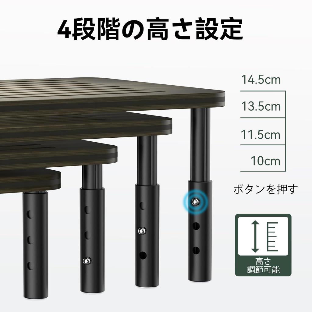 WELL WENG Monitor Desktop PC Height with PC Monitor Computer Desktop Desktop Display No Tools Made from Natural Bamboo In Black and Wenge Stand,