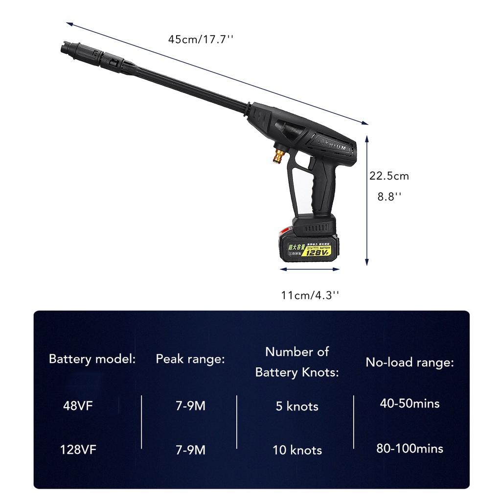 300W 2000mAh Cordless High Pressure Car Washer Electric Car Wash Cleaner Parkside Water Guns with 2 Battery