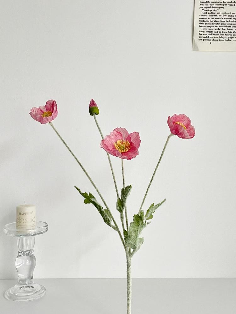 Poppy Pink Icelandic Artificial Flower Bouquet for Living Room Decoration