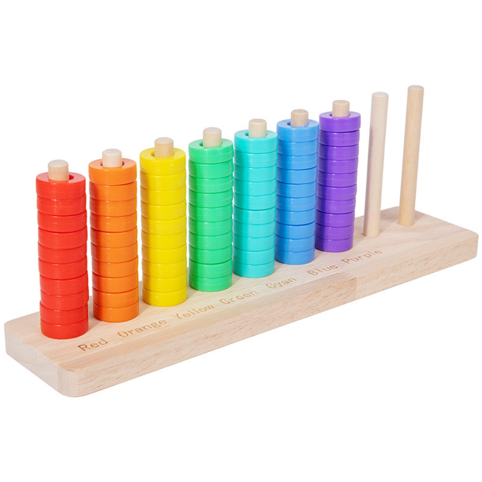 

Wooden Color Stack Game with Racks Rings Color Stack Match Game Educational for Ages 3 and Up Boys Girls Gift