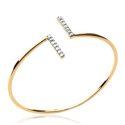 [N2887] - Open Gold Plated Bracelet 'Sissi' White Gold - 58 Mm 14x1. 2mm