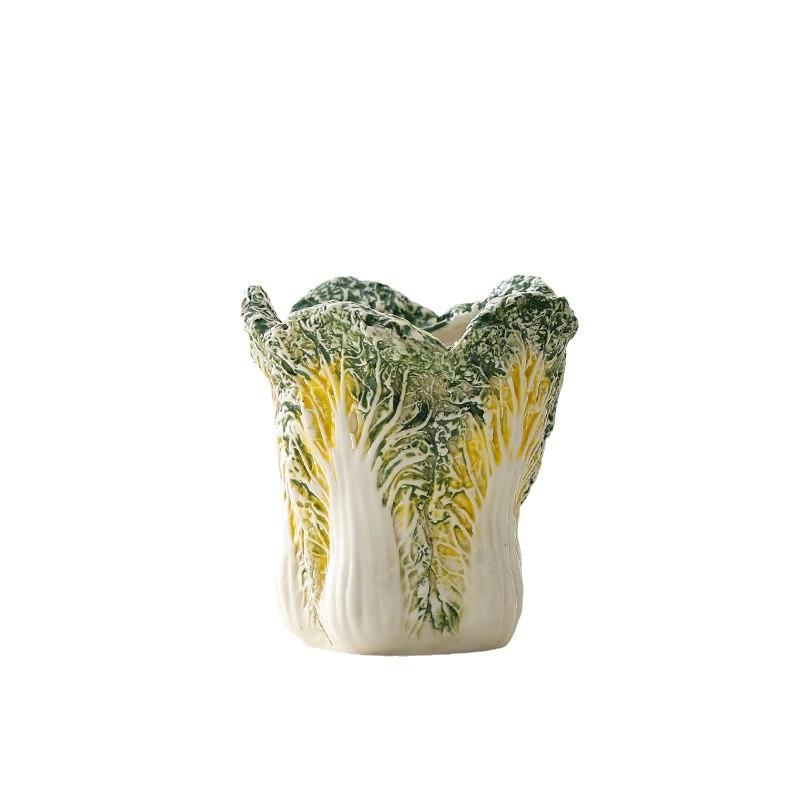

Ceramic Cabbage Makeup Brush Storage Cartridge Multi functional Desktop Storage Box Lipstick Pen Holder Cosmetics Organizing Box 10.5x7.8x11.5cm
